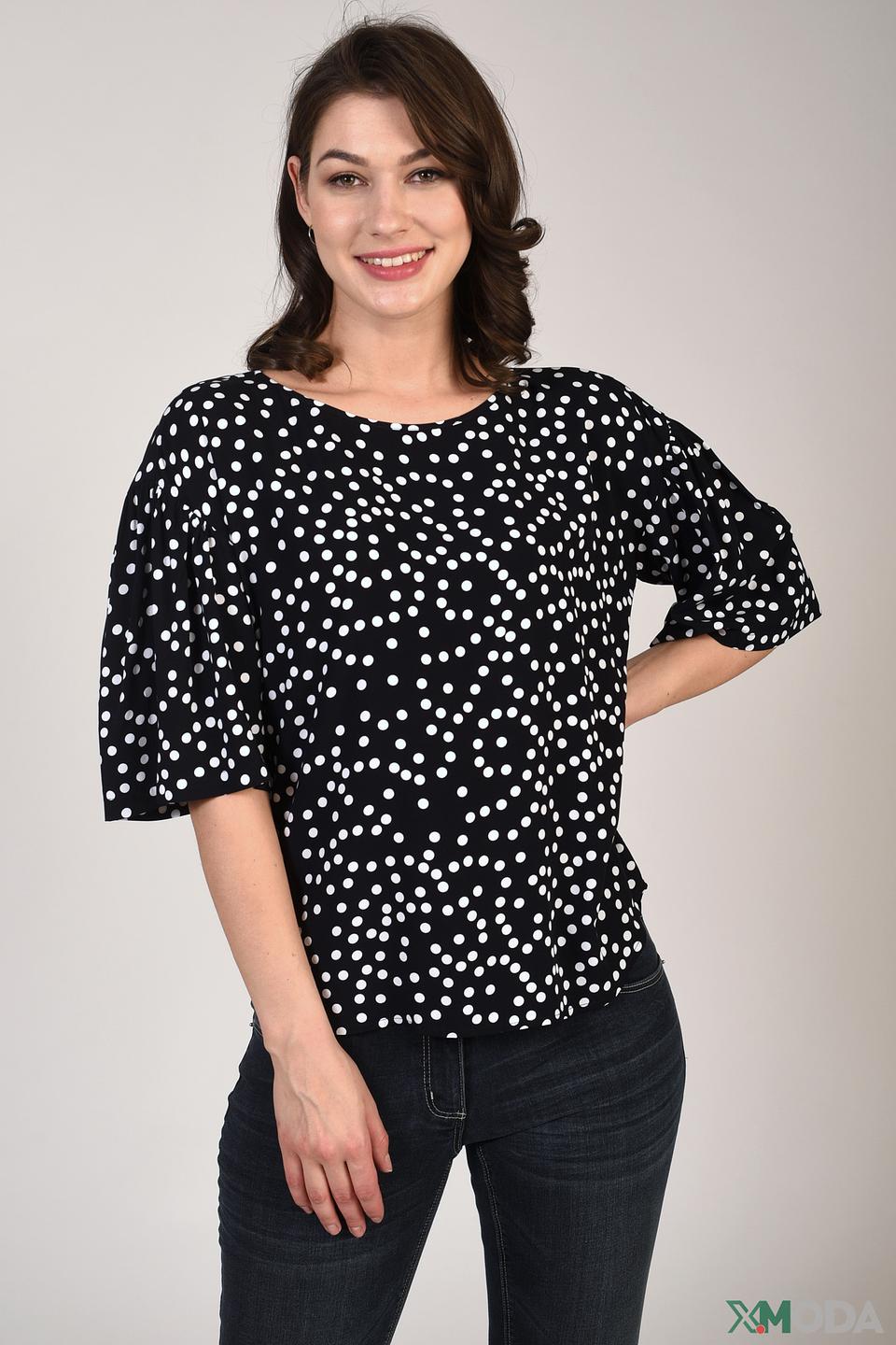 Блуза Pezzo в горошек чёрная