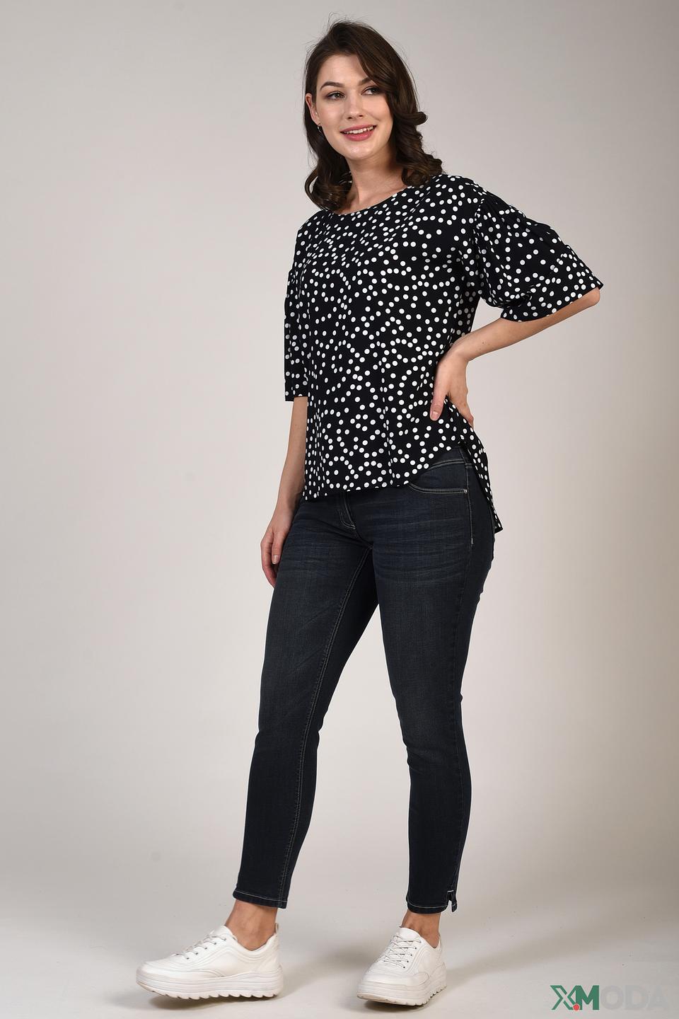 Блуза Pezzo в горошек чёрная