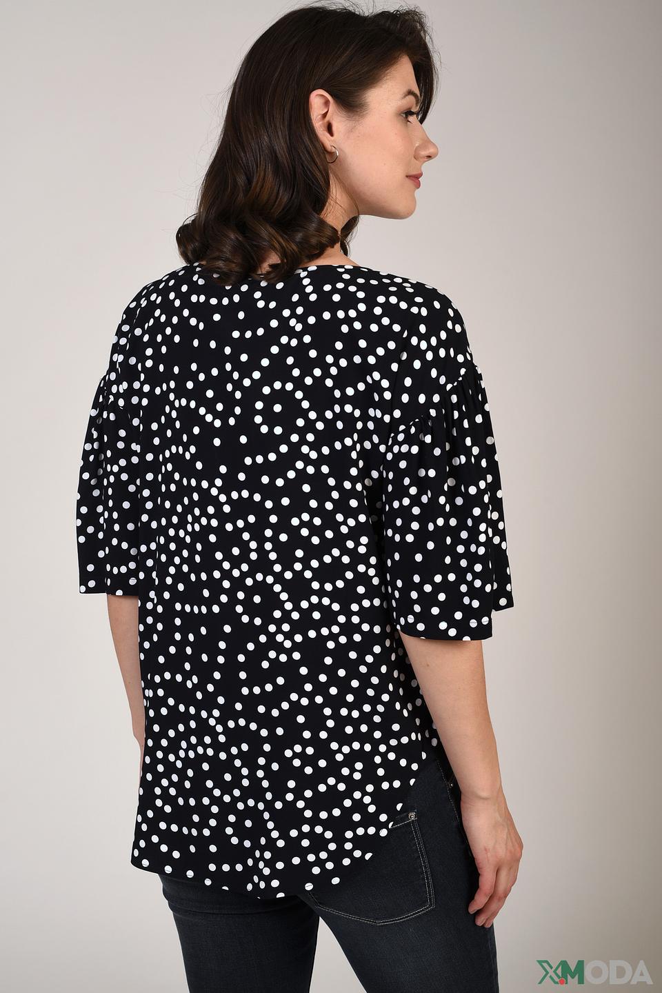 Блуза Pezzo в горошек чёрная