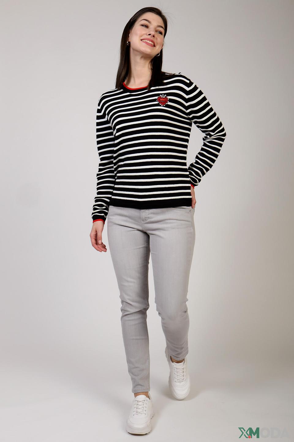 Пуловер Just Valeri в полоску с брошью