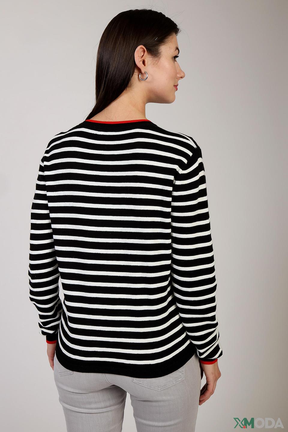 Пуловер Just Valeri в полоску с брошью