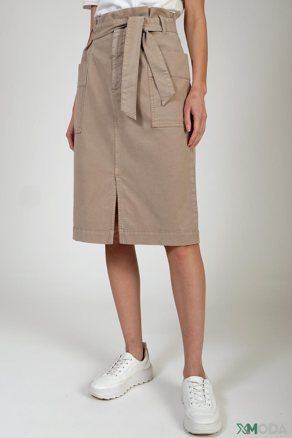 Юбка Oui бежевая с поясом