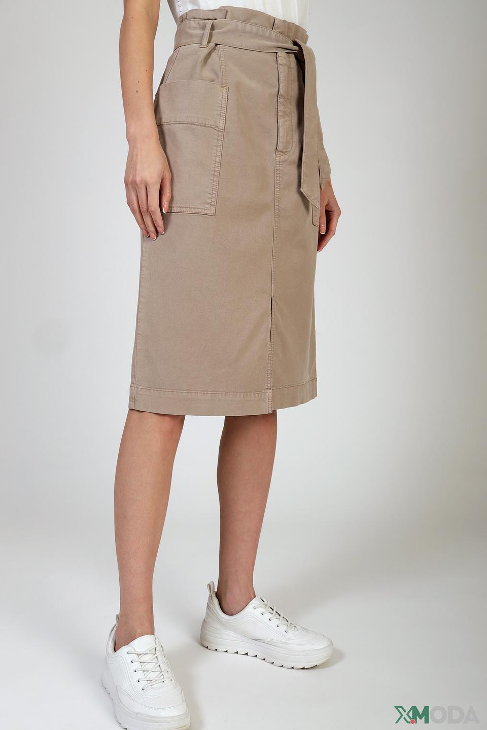 Юбка Oui бежевая с поясом