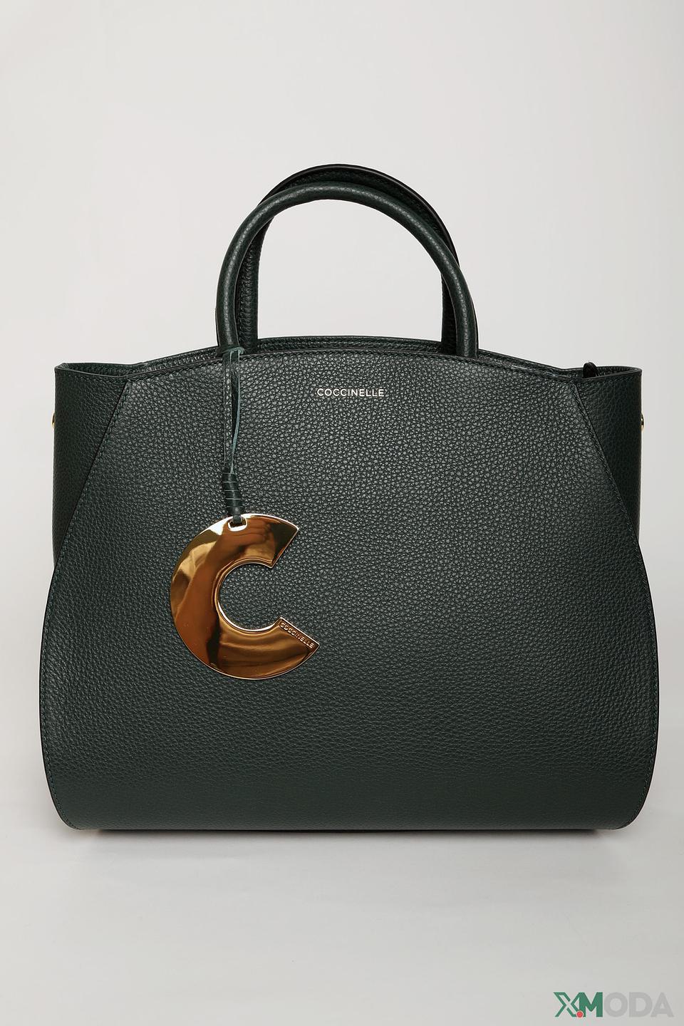 Сумка Coccinelle кожаная тёмно-зелёная