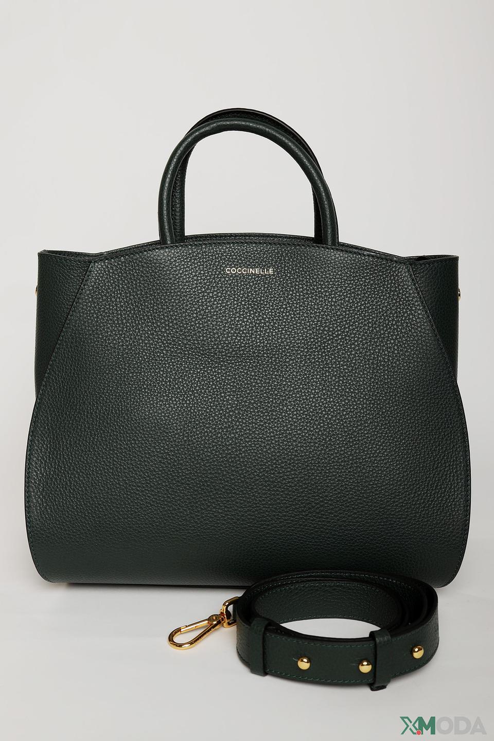 Сумка Coccinelle кожаная тёмно-зелёная