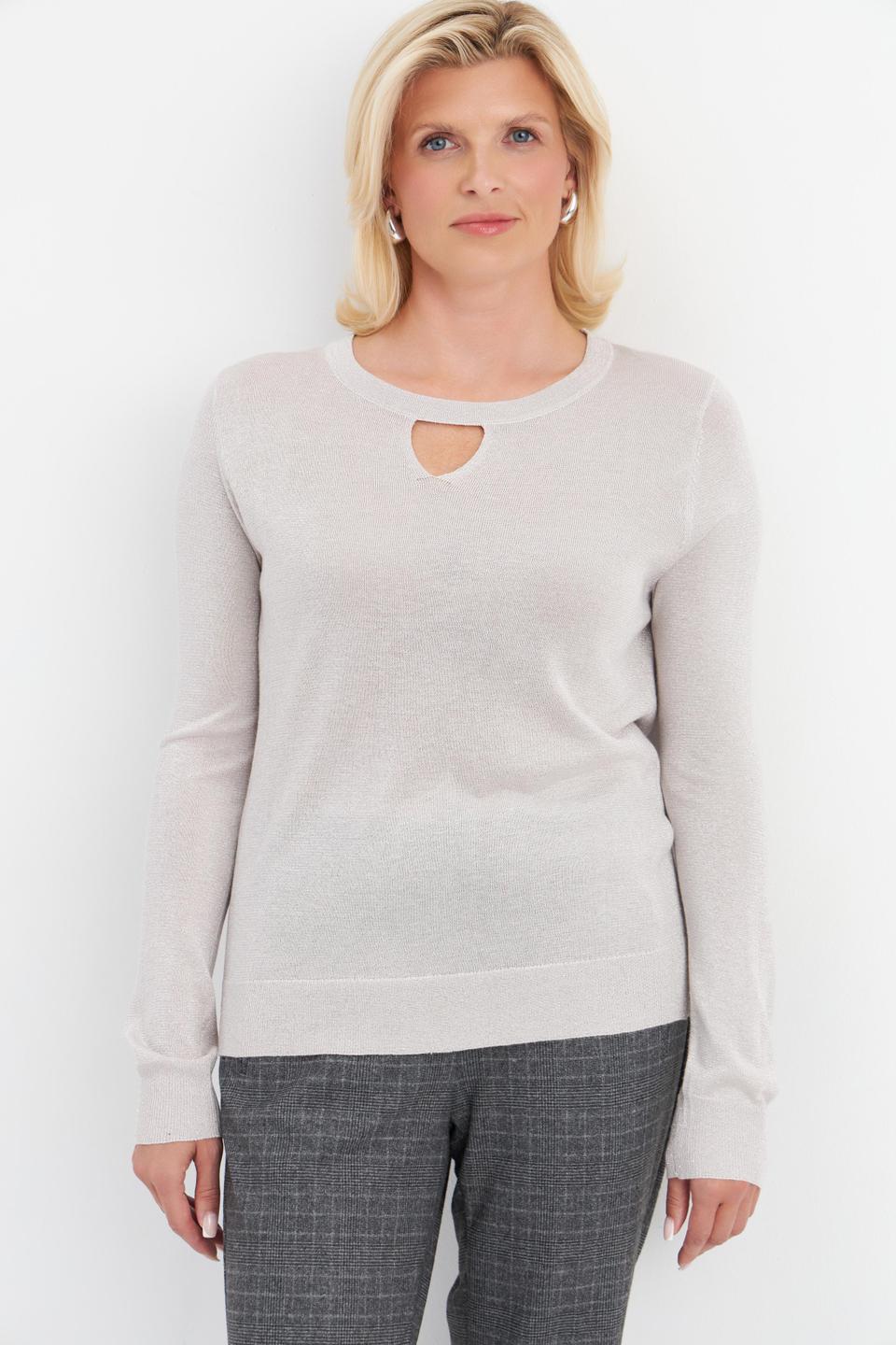 Бежевый пуловер Lebek с металлизированной нитью