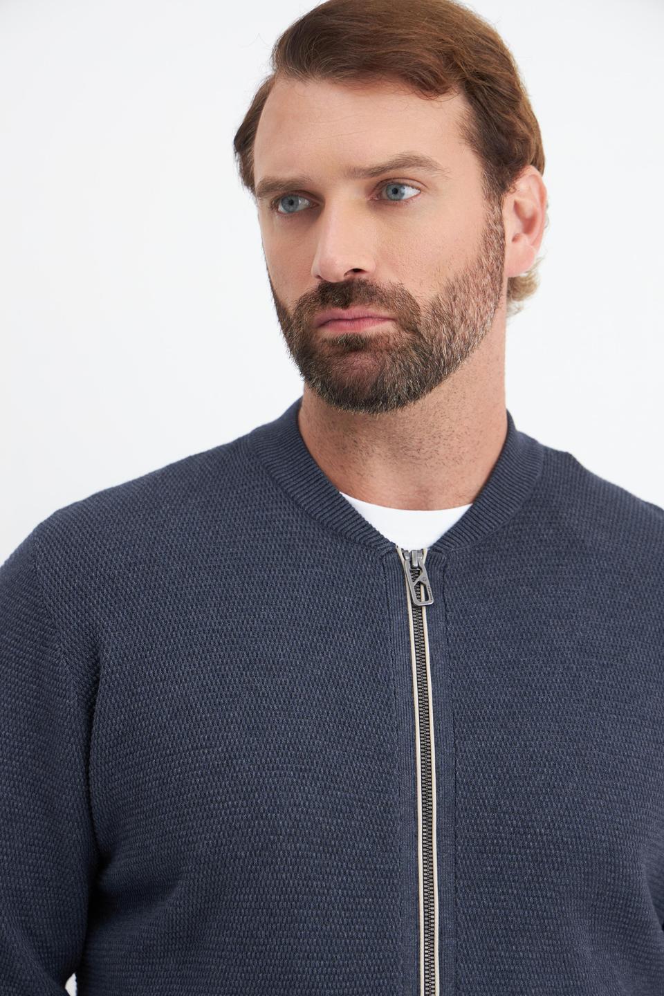 Тёмно-синий кардиган на молнии Casa Moda