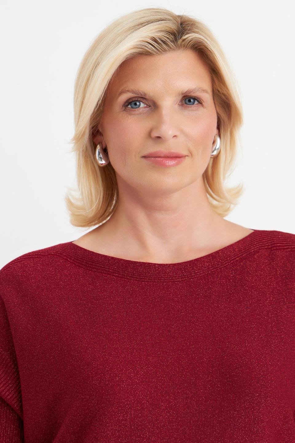 Малиновый пуловер Bianca с металлизированной нитью