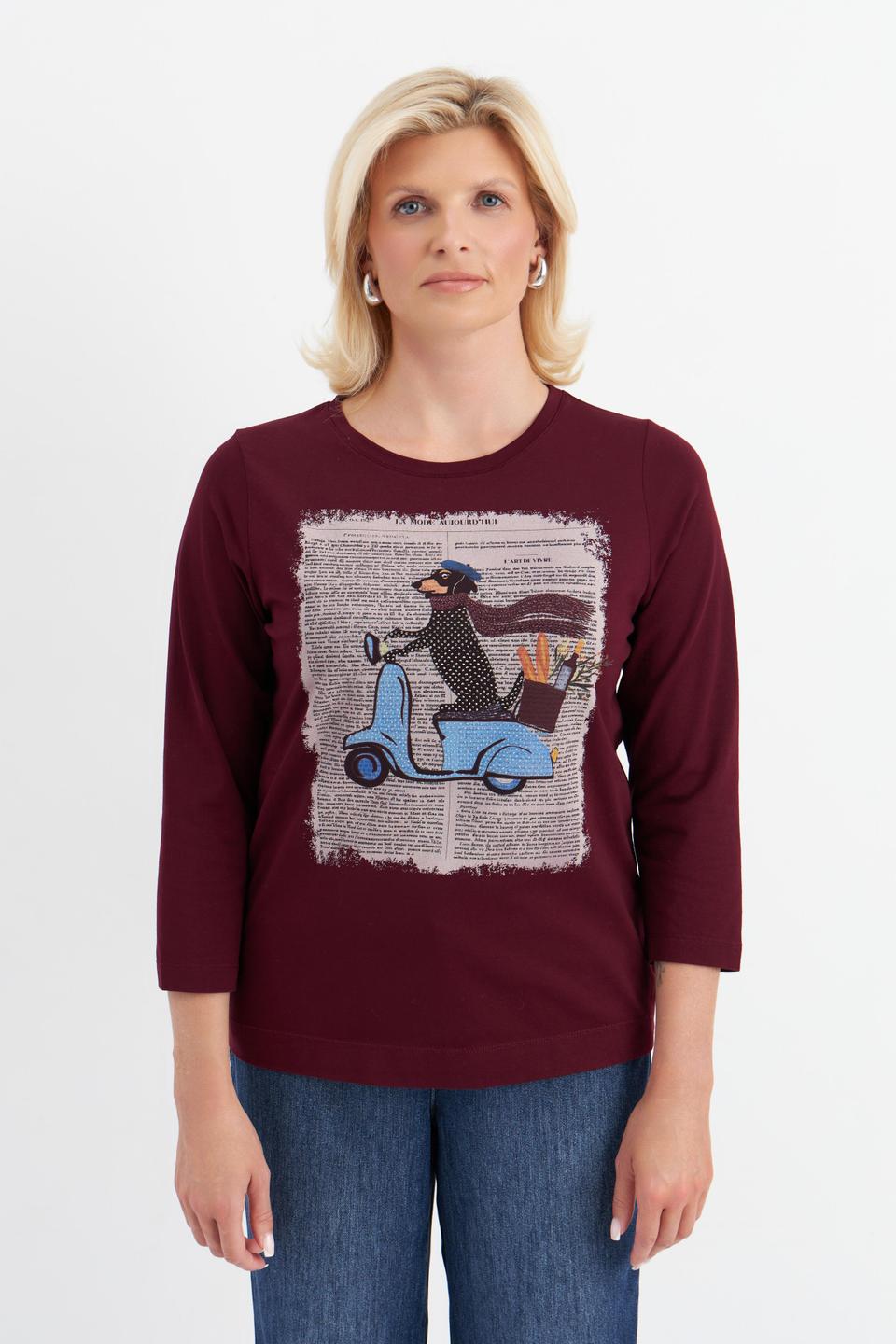 Бордовая футболка Rabe collection с длинным рукавом