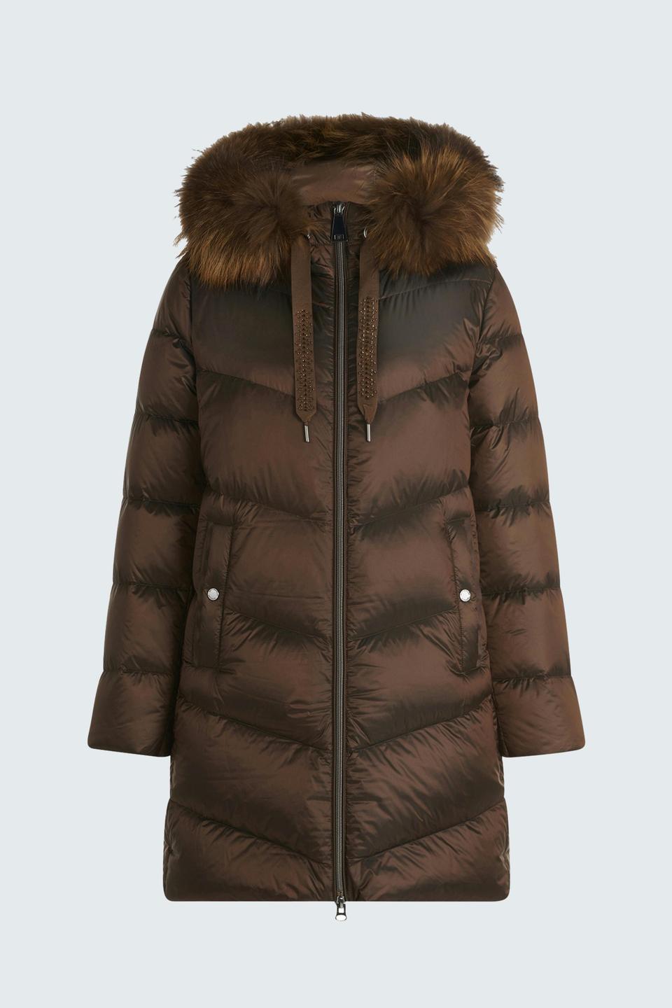 Куртка Betty Barclay outdoor с меховым капюшоном шоколадного цвета