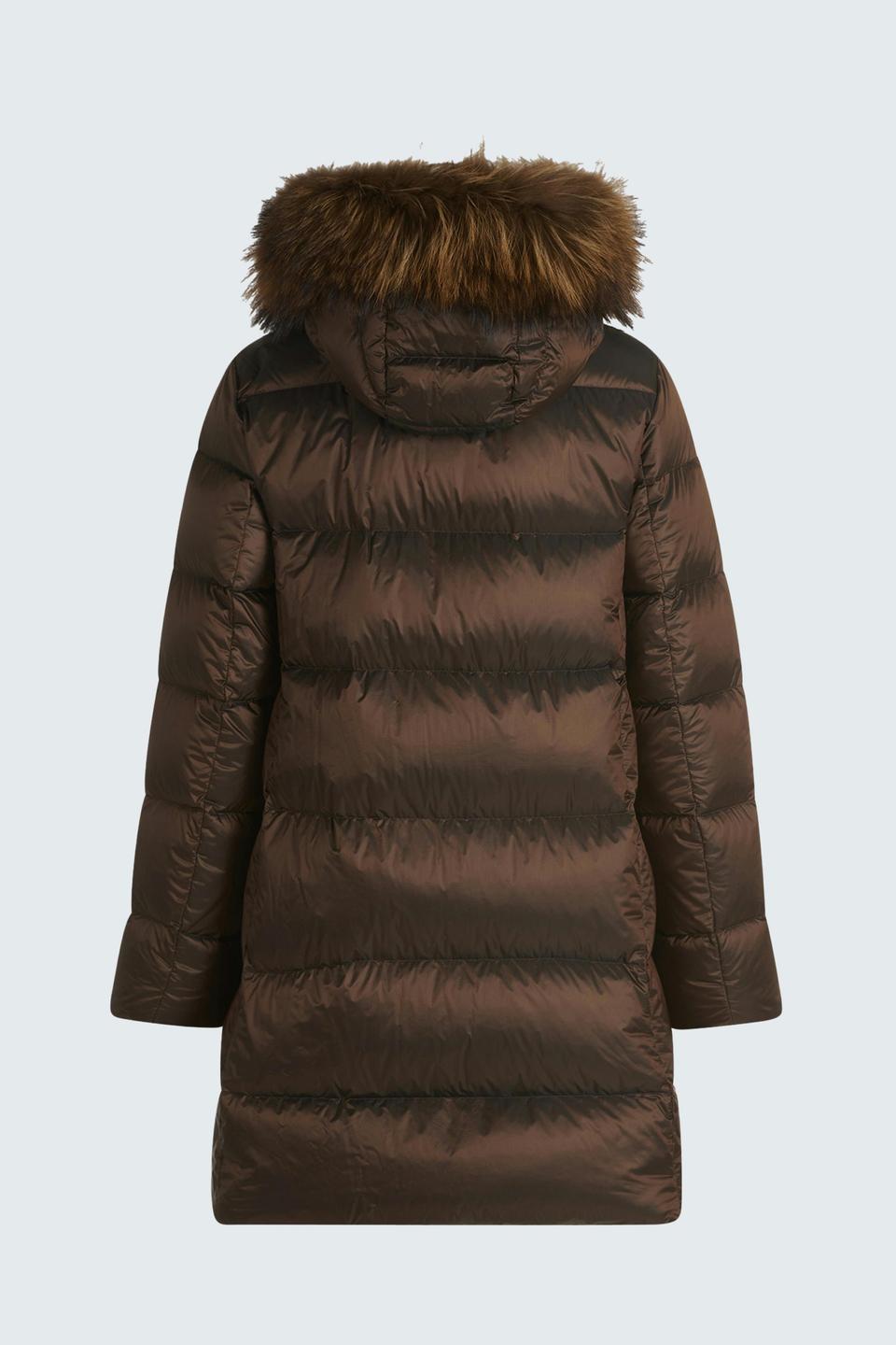 Куртка Betty Barclay outdoor с меховым капюшоном шоколадного цвета