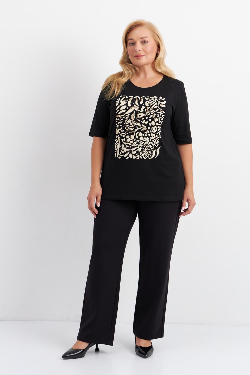 Чёрная футболка Via Appia с абстрактным принтом