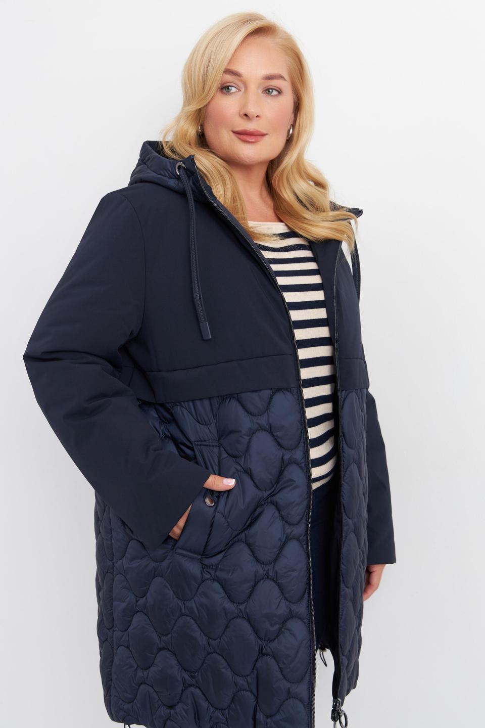 Тёмно-синее пальто Betty Barclay outdoor с простёжкой