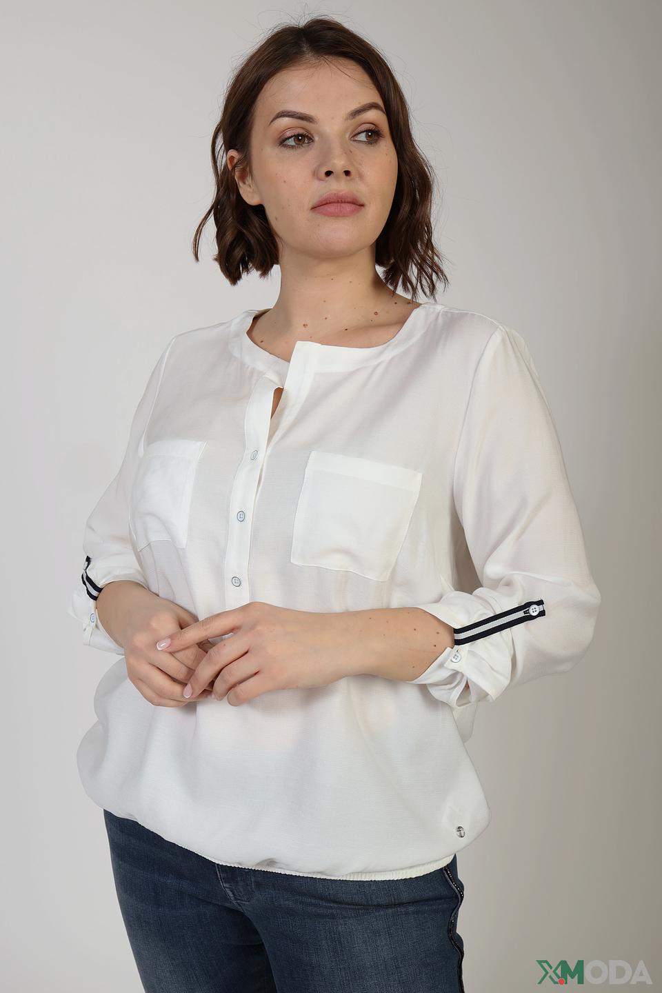 Блуза Frapp с карманами и полосками