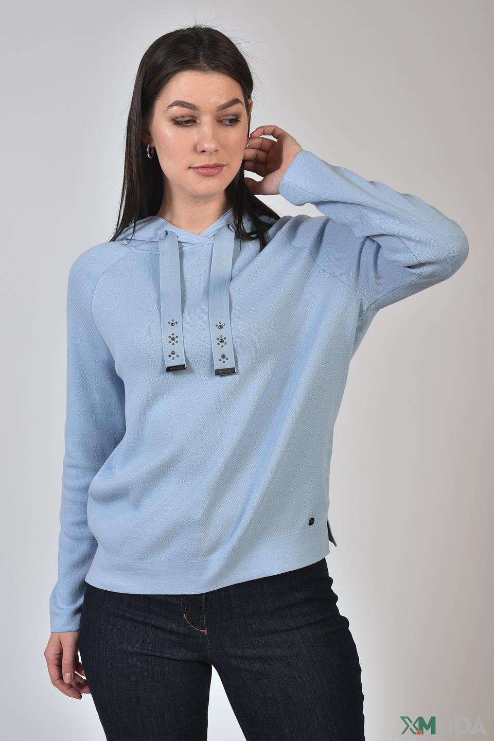 Пуловер Monari с капюшоном голубой