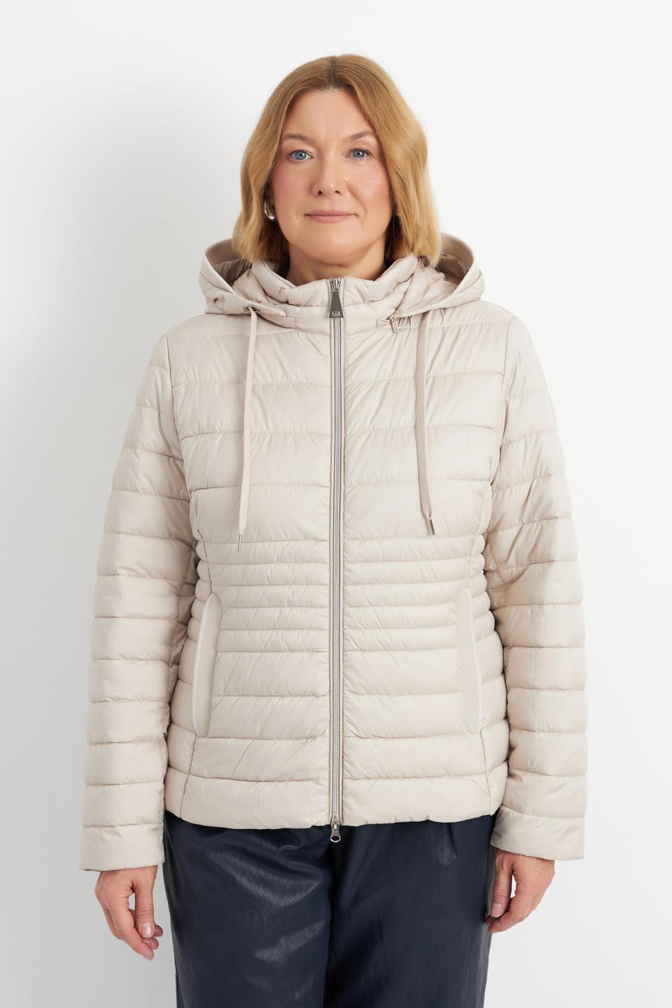 Бежевая стеганая куртка Betty Barclay outdoor с капюшоном