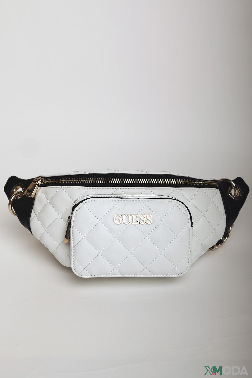 Сумка поясная Guess стеганая белая
