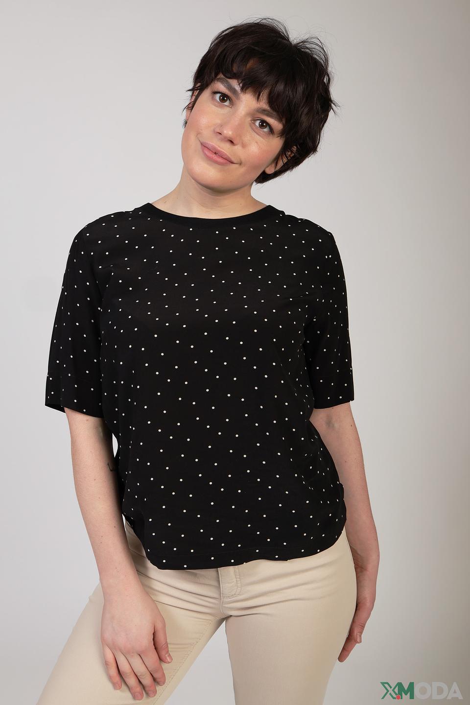 Блуза Oui в горошек чёрная