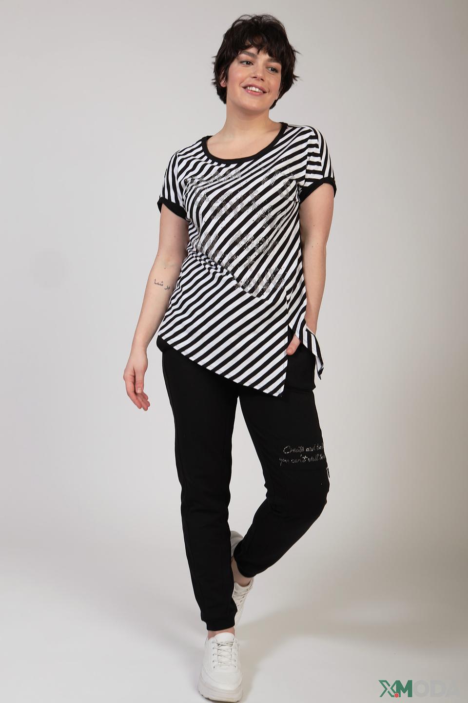 Блуза Monari в чёрно-белую полоску