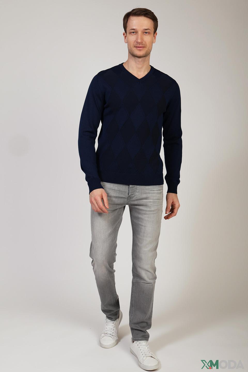 Джемпер Monte Carlo с ромбами синий