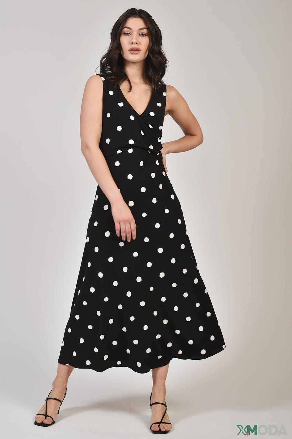 Платье Elena Miro в горошек черное