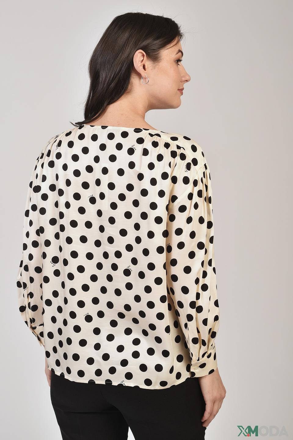 Блуза Oui в горошек кремовый