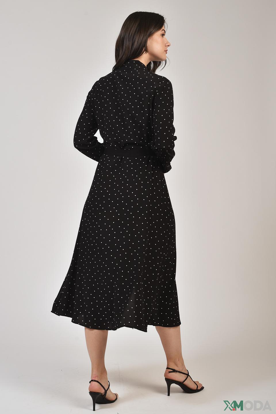 Платье Oui в горошек чёрное