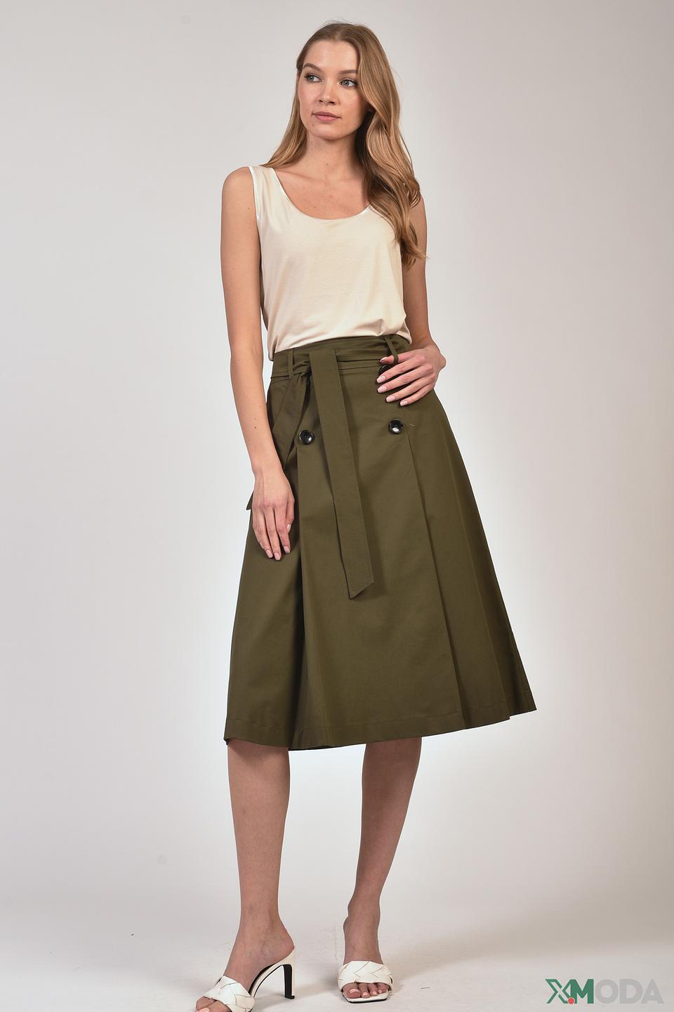 Юбка i Blues оливковая с поясом