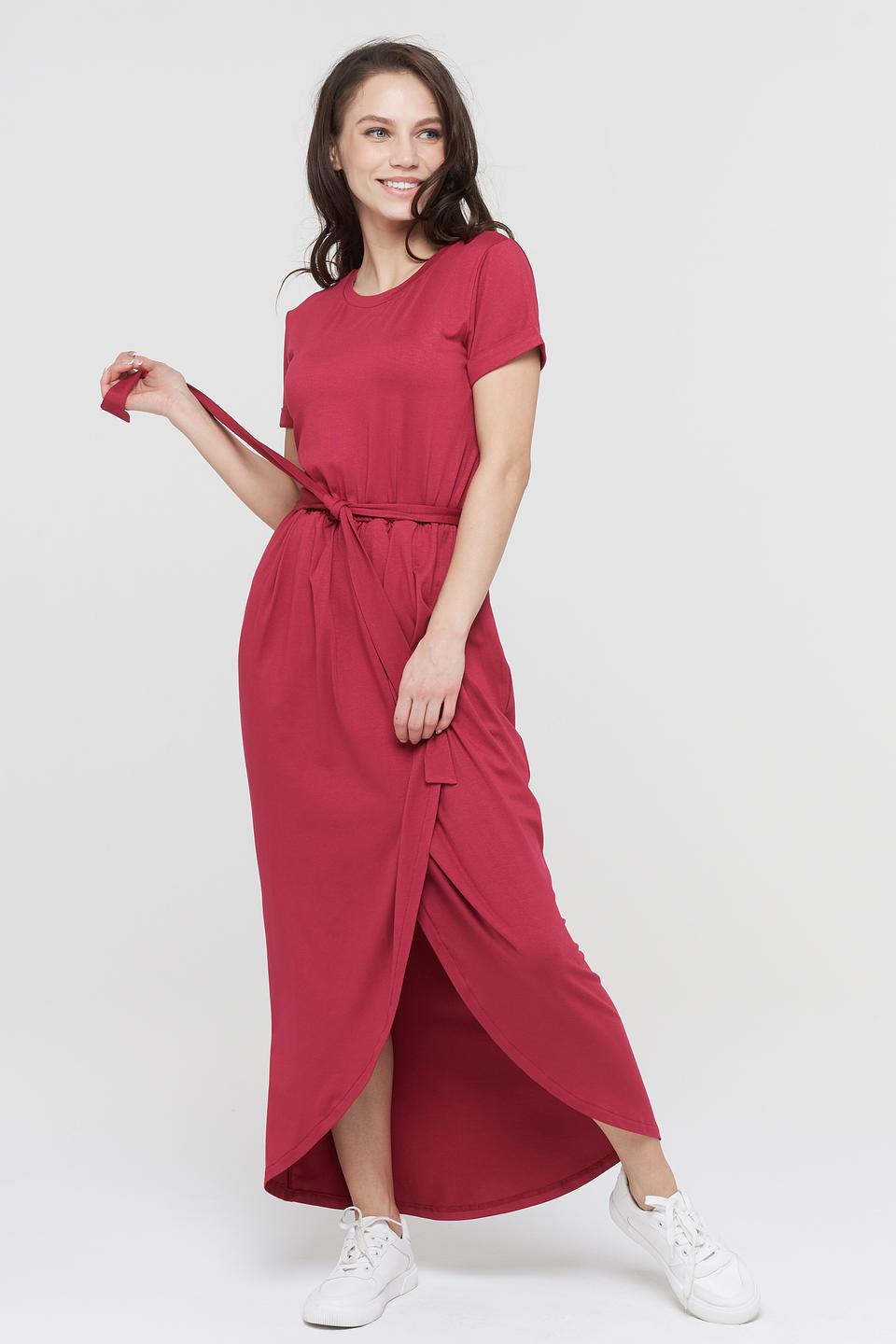 Платье VAY с запахом марсала