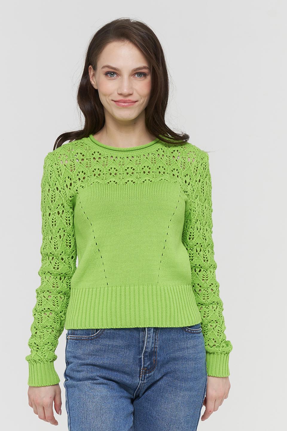 Джемпер BE YOU с ажуром лайм