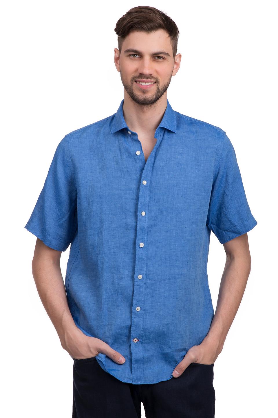 Рубашка Olymp лен голубой