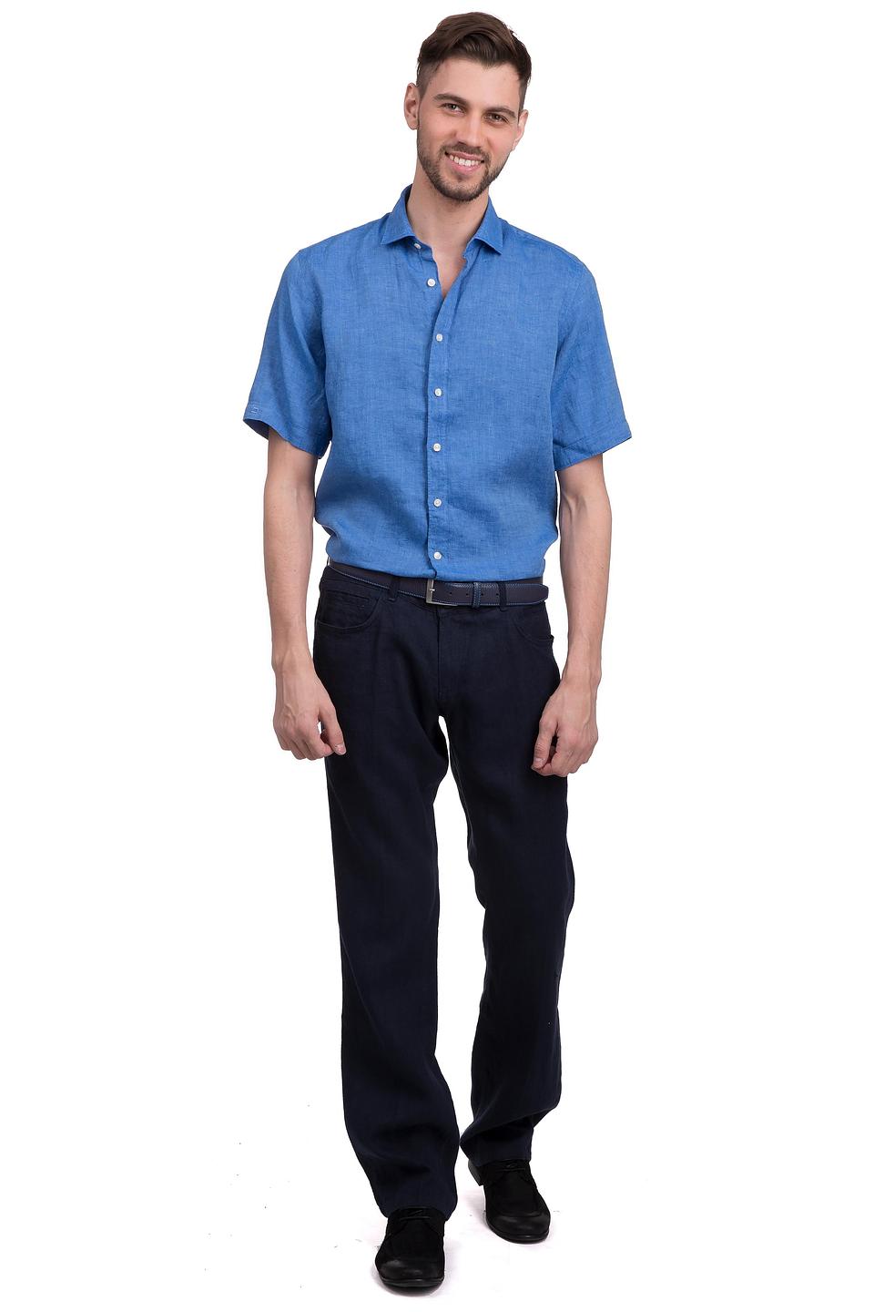 Рубашка Olymp лен голубой