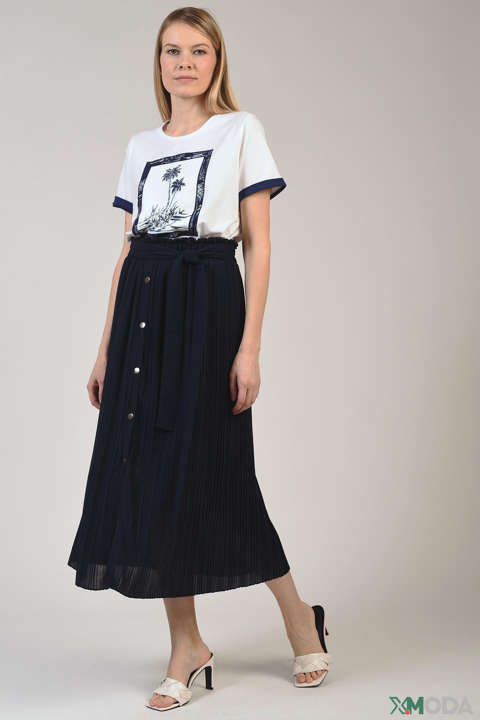 Юбка Leo & Ugo плиссированная темно-синяя