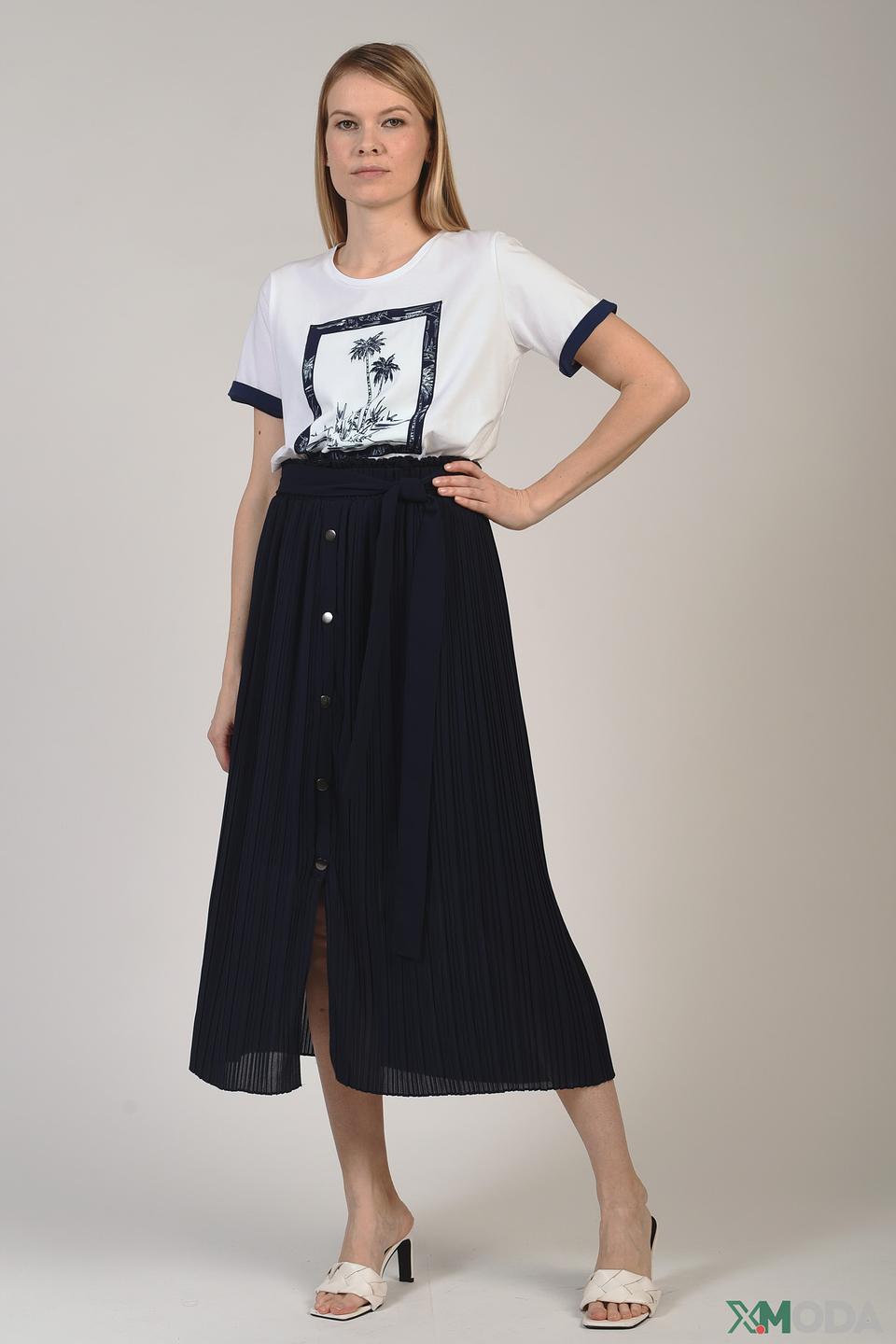 Юбка Leo & Ugo плиссированная темно-синяя