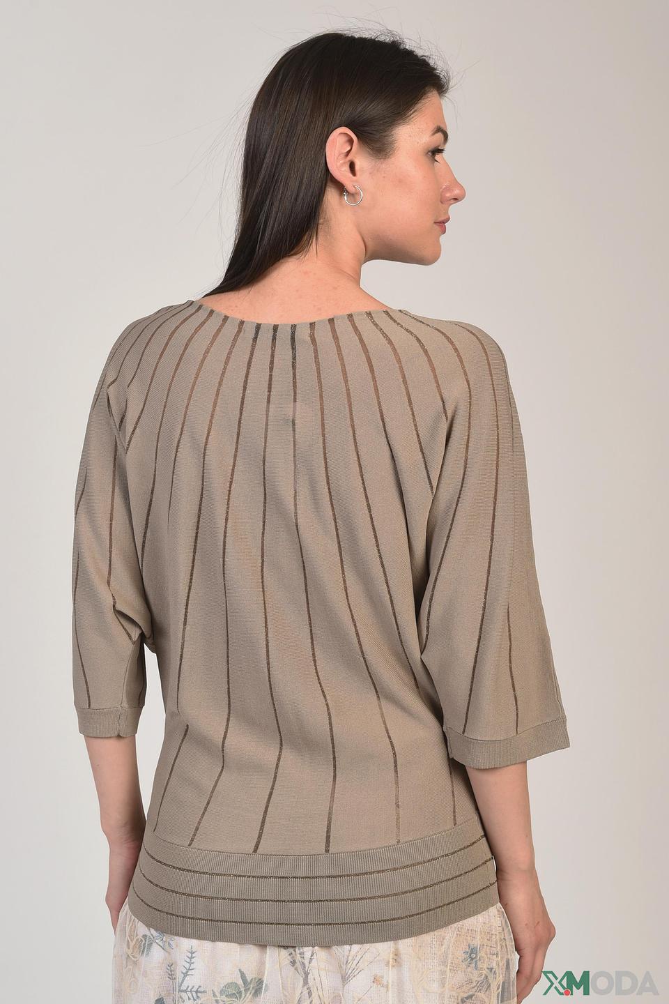 Пуловер Oui с вертикальной полоской бежевый