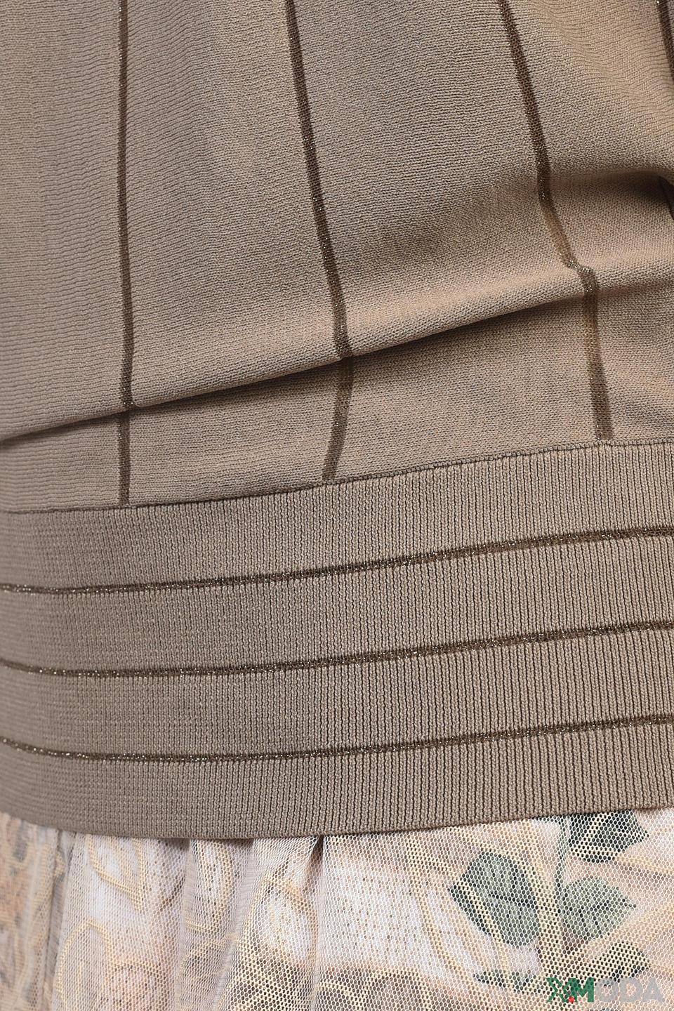 Пуловер Oui с вертикальной полоской бежевый