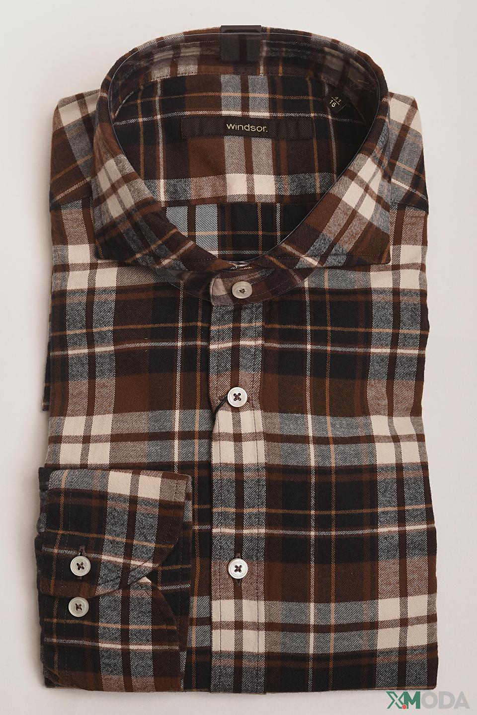 Рубашка Windsor в клетку коричневая