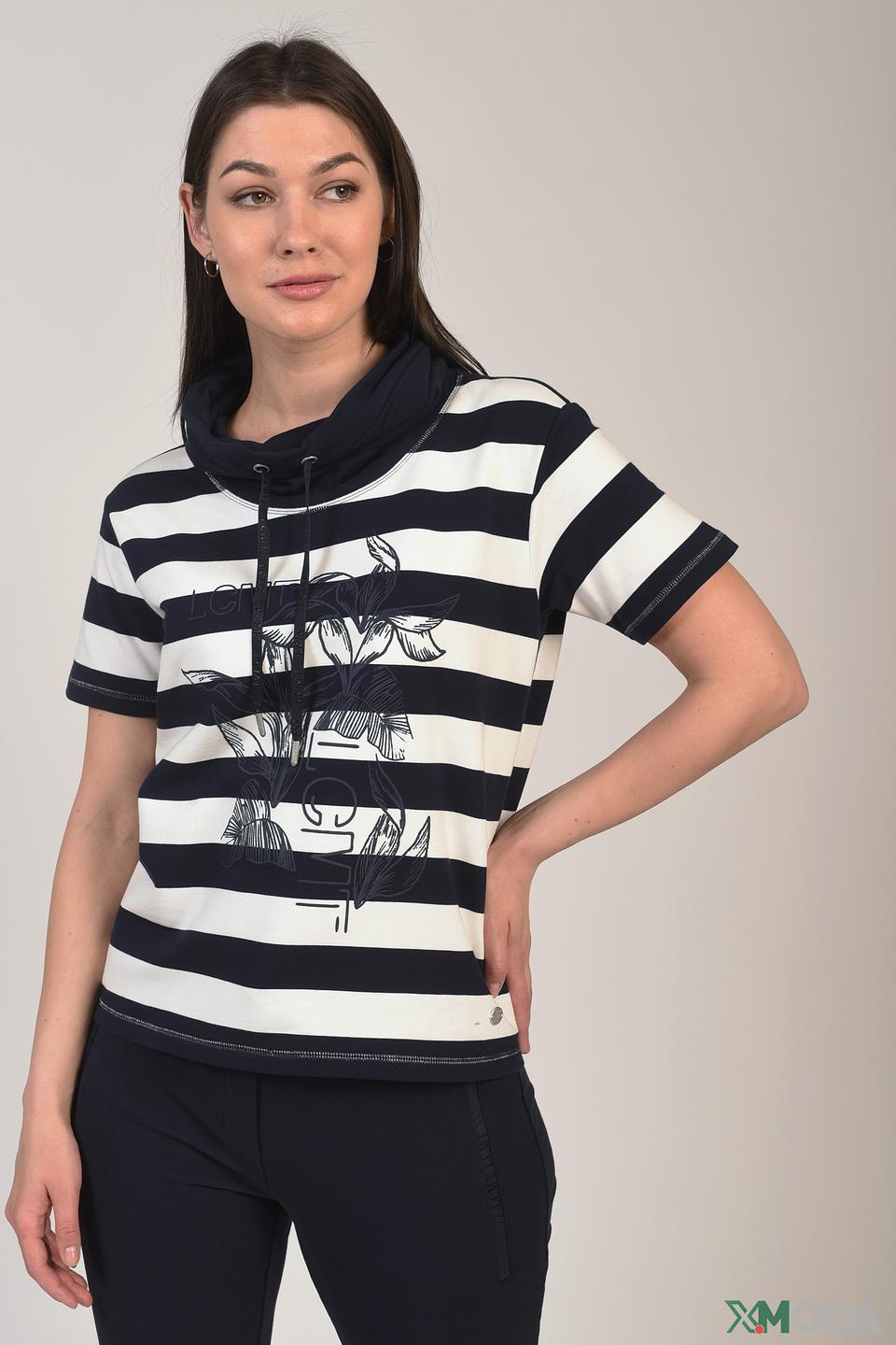 Пуловер Lecomte в полоску с цветочным принтом