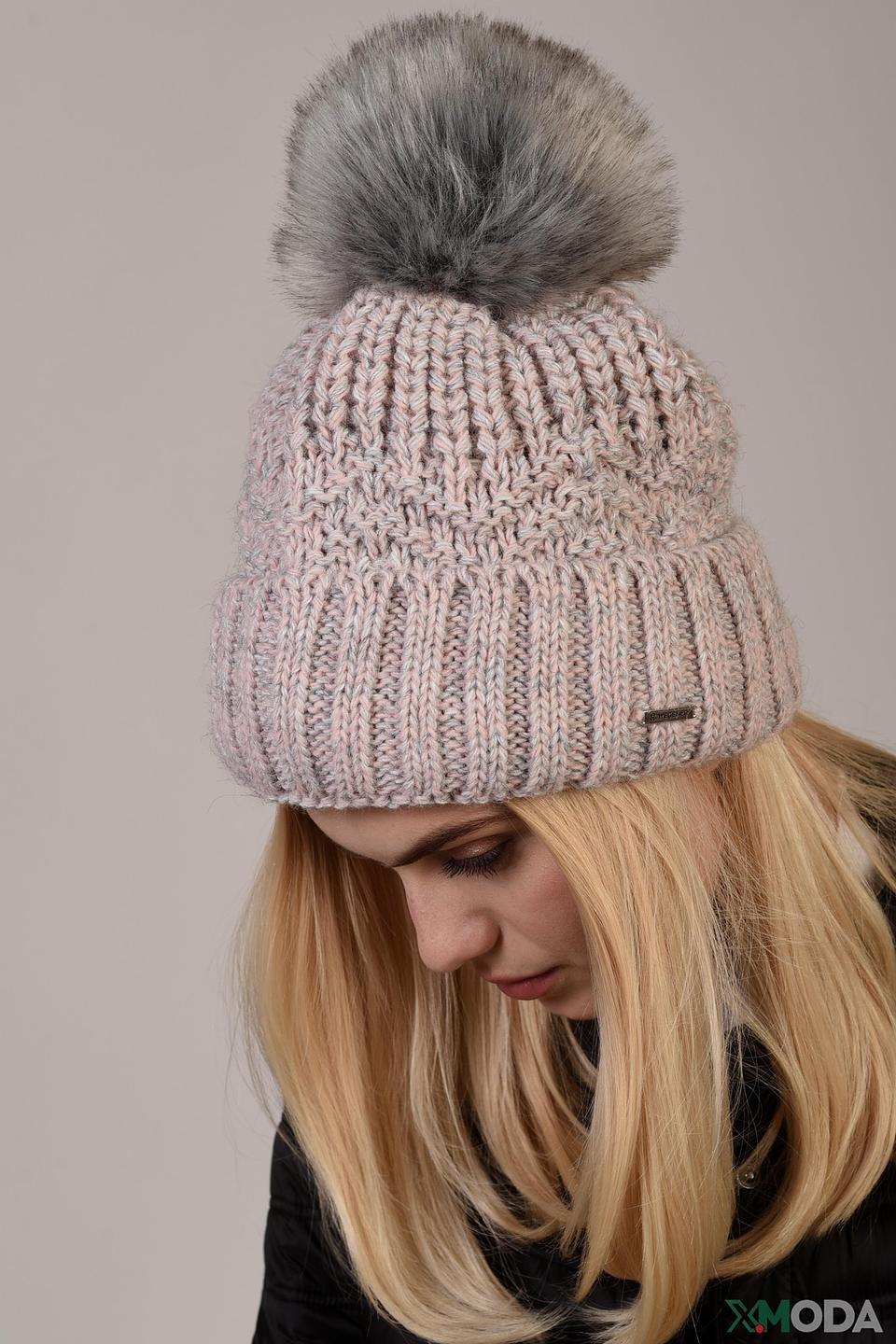 Шапка Wegener с помпоном пудрово-розовая