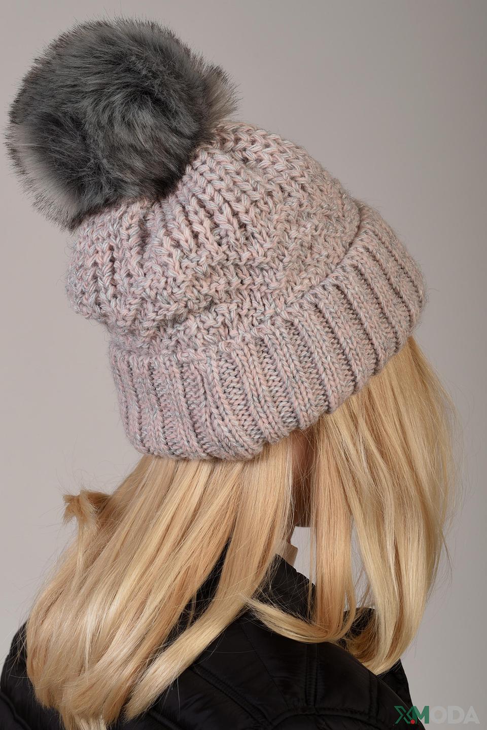 Шапка Wegener с помпоном пудрово-розовая