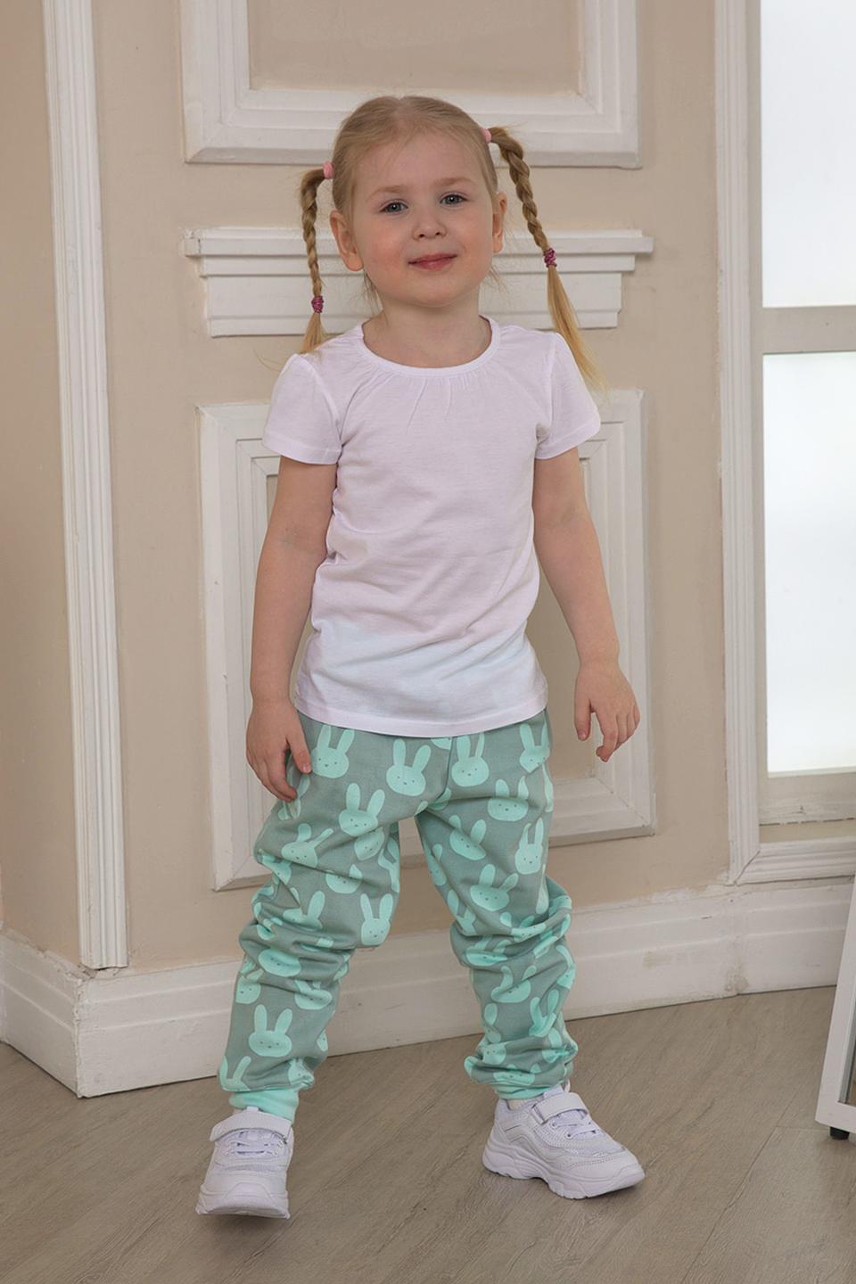 Брюки КотМарКот с зайчиками мятные