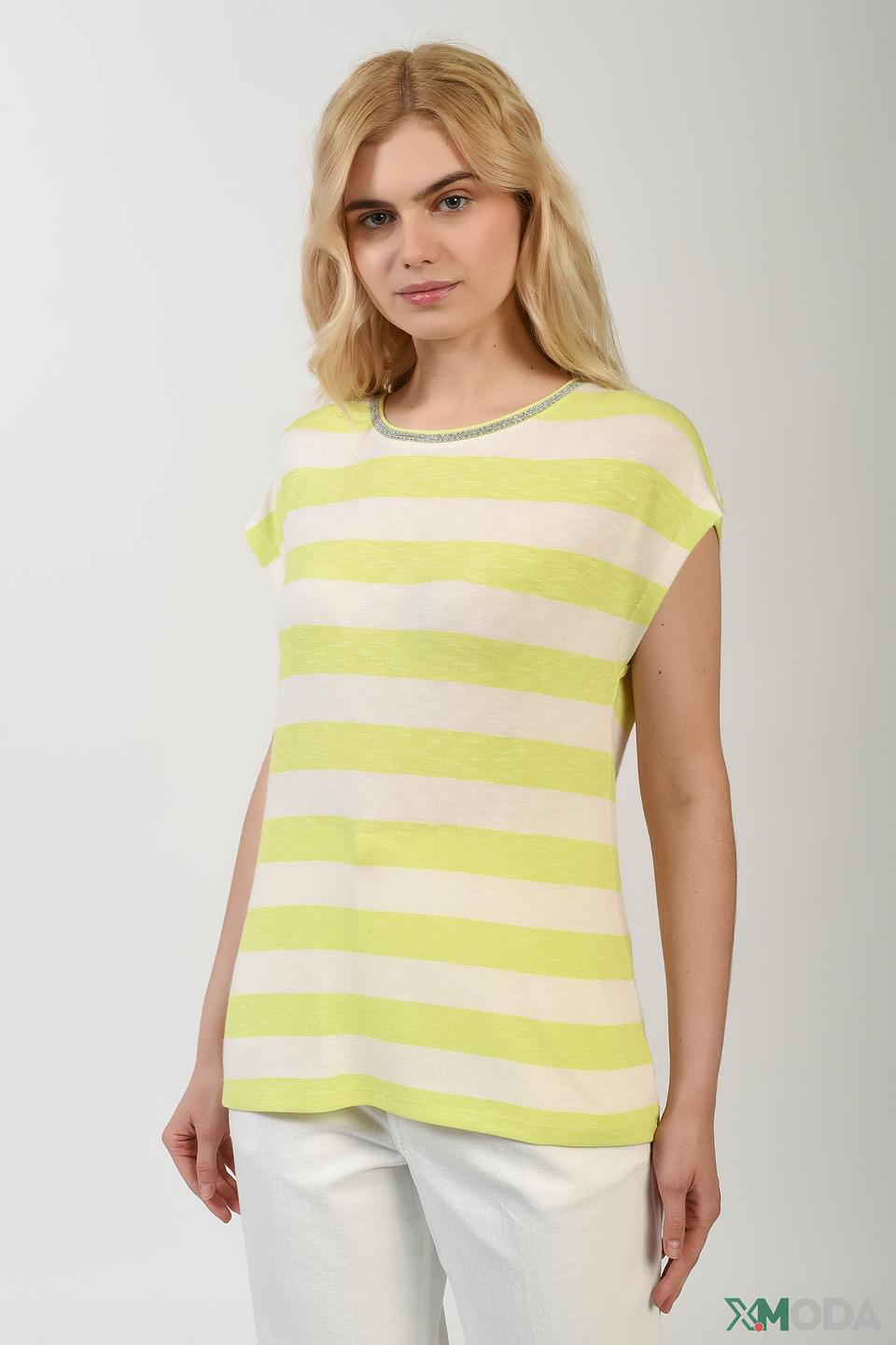 Футболка Comma в полоску лайм