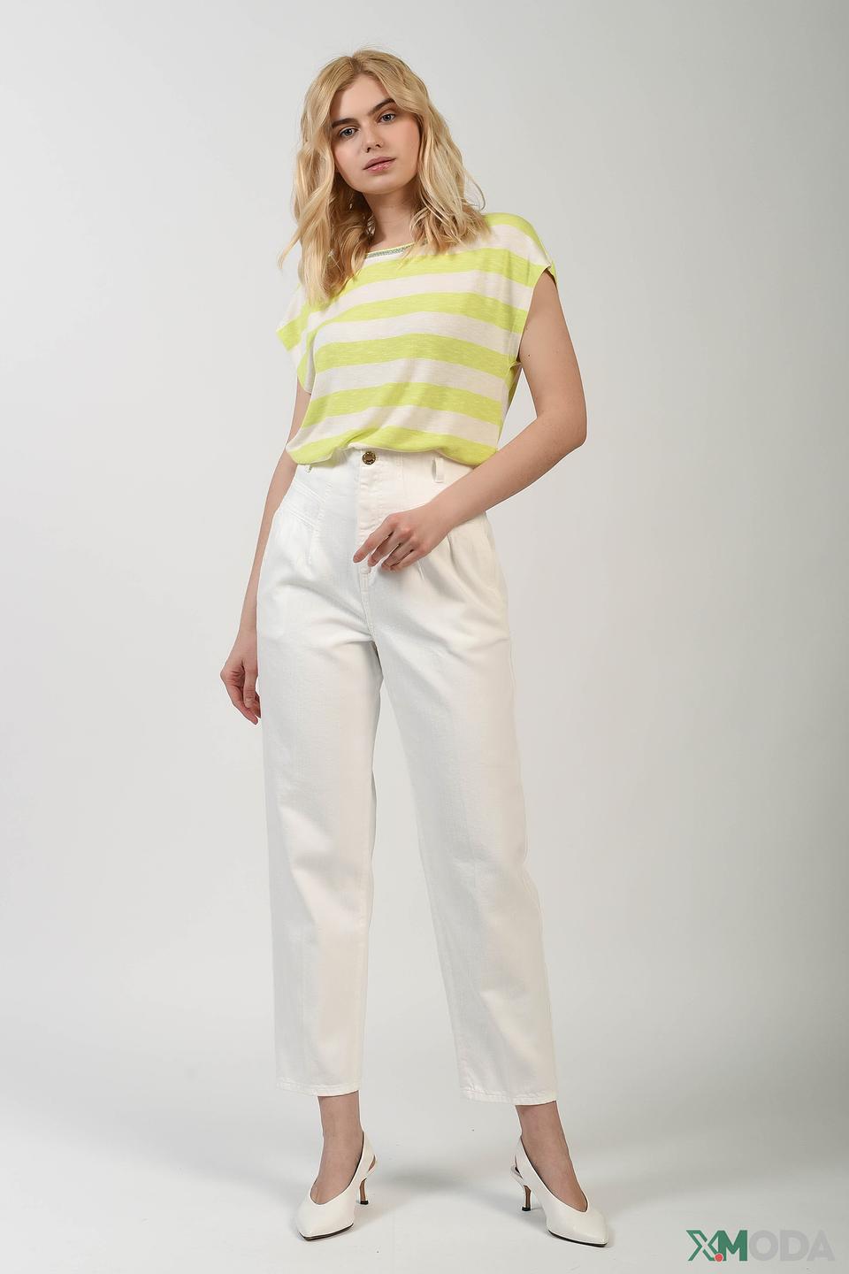 Футболка Comma в полоску лайм