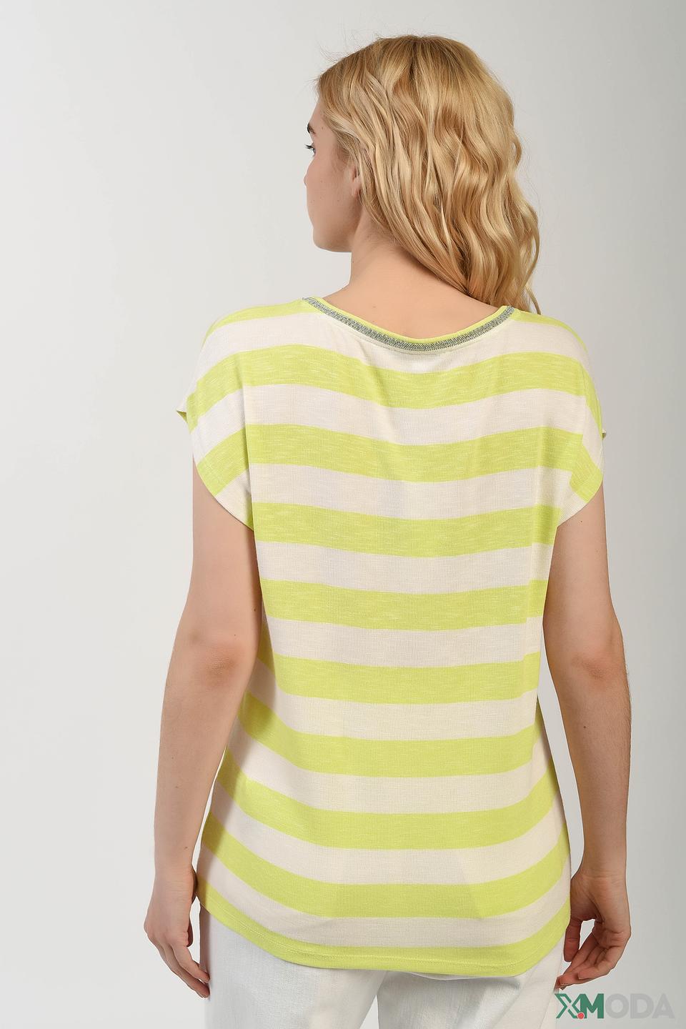 Футболка Comma в полоску лайм