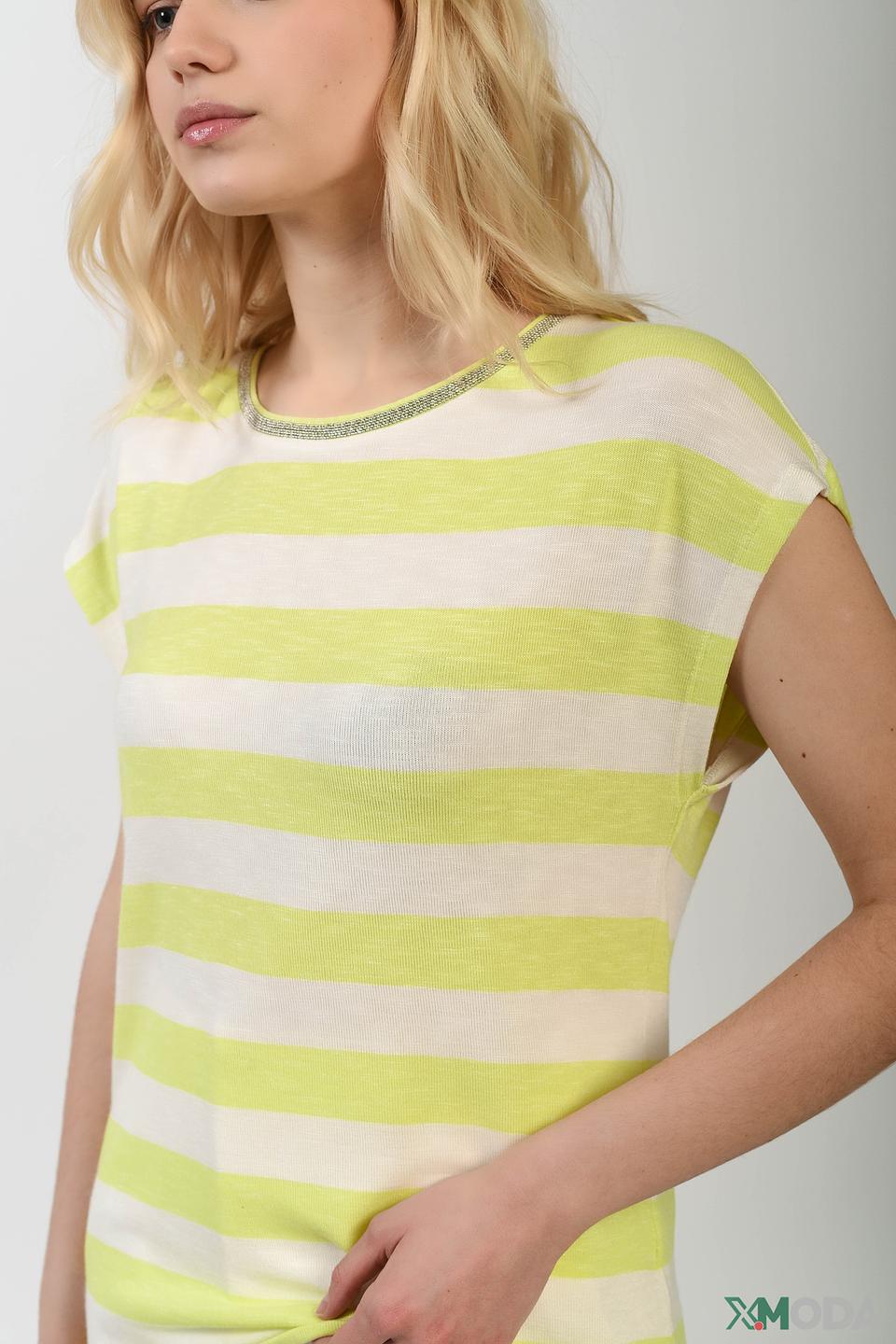 Футболка Comma в полоску лайм