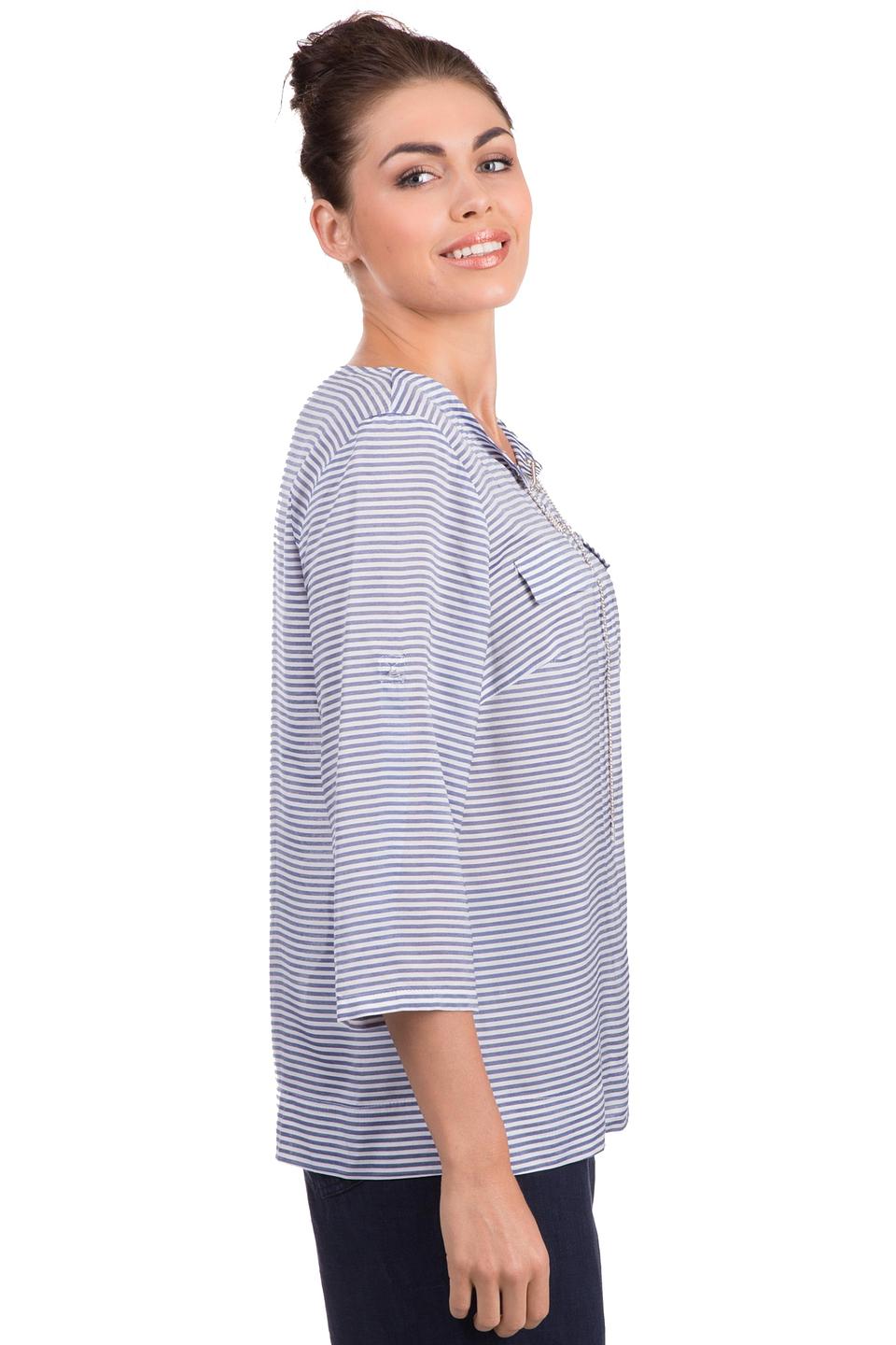Блуза Steilmann, сине-белая полоска, декоративная шнуровка, отложные рукава