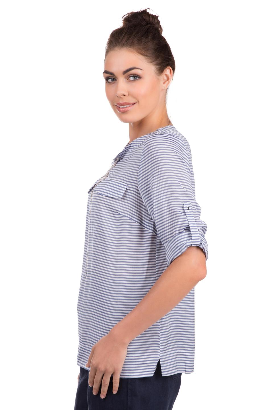 Блуза Steilmann, сине-белая полоска, декоративная шнуровка, отложные рукава