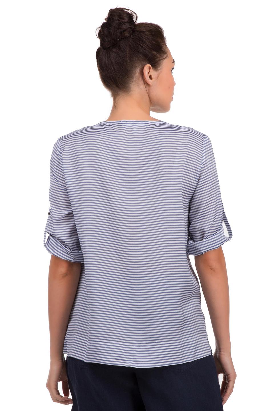 Блуза Steilmann, сине-белая полоска, декоративная шнуровка, отложные рукава