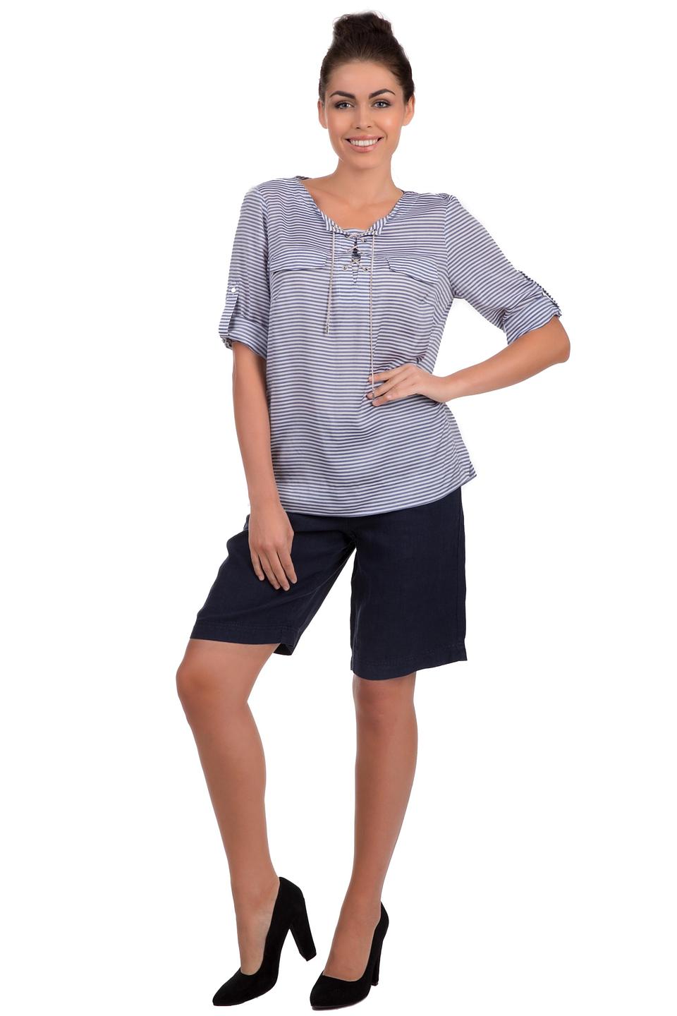 Блуза Steilmann, сине-белая полоска, декоративная шнуровка, отложные рукава