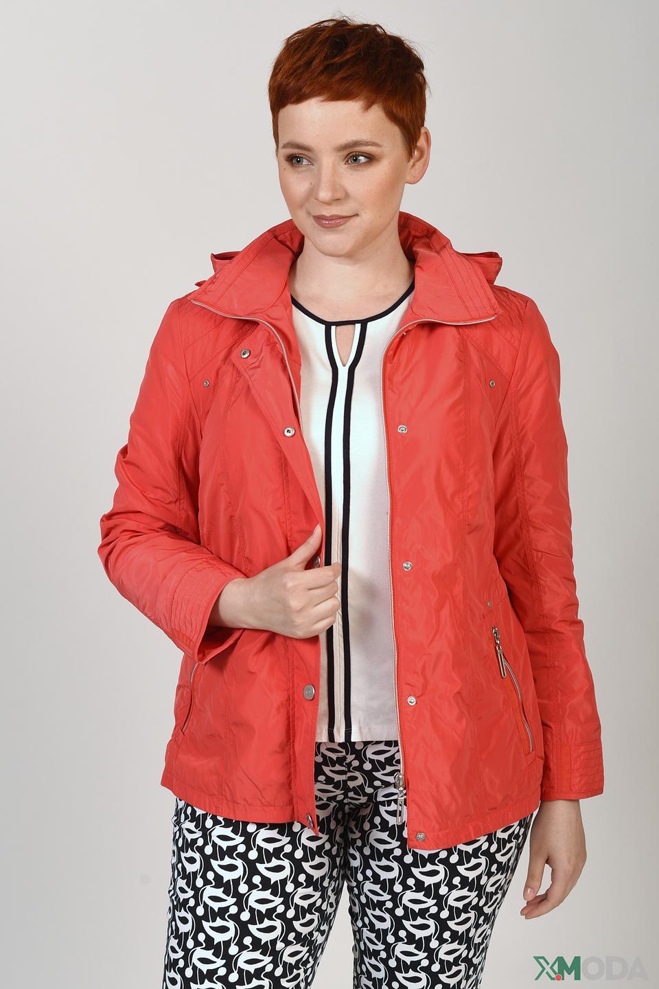 Куртка Lebek женская кораллового цвета с капюшоном